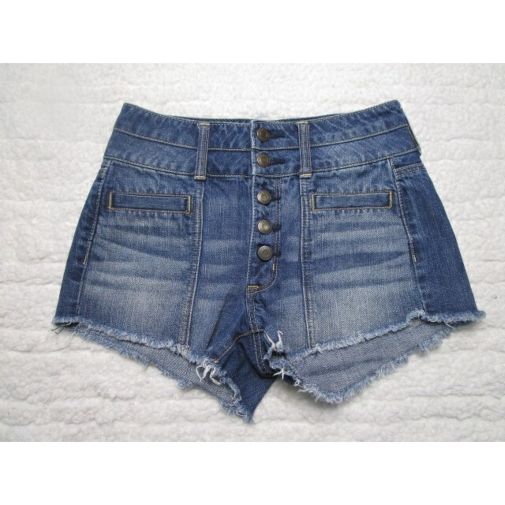 American Eagle AE Denim Cut Off Shorts Size 2 Womens Jeans Button Fly Mid Rise